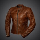 4SR Motorrad Damenlederjacke Scrambler Lady Cognac